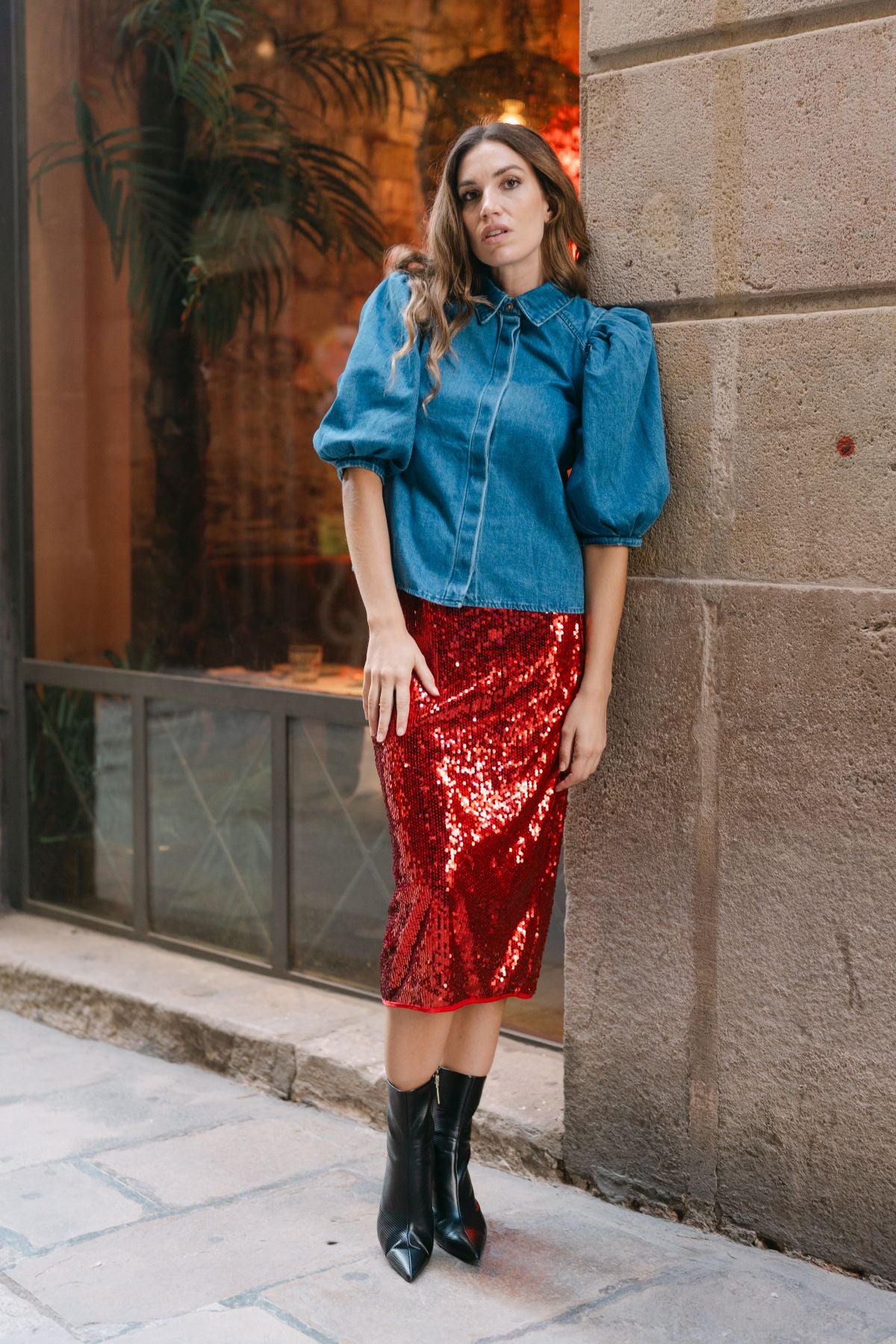 FALDA LENTEJUELA RED