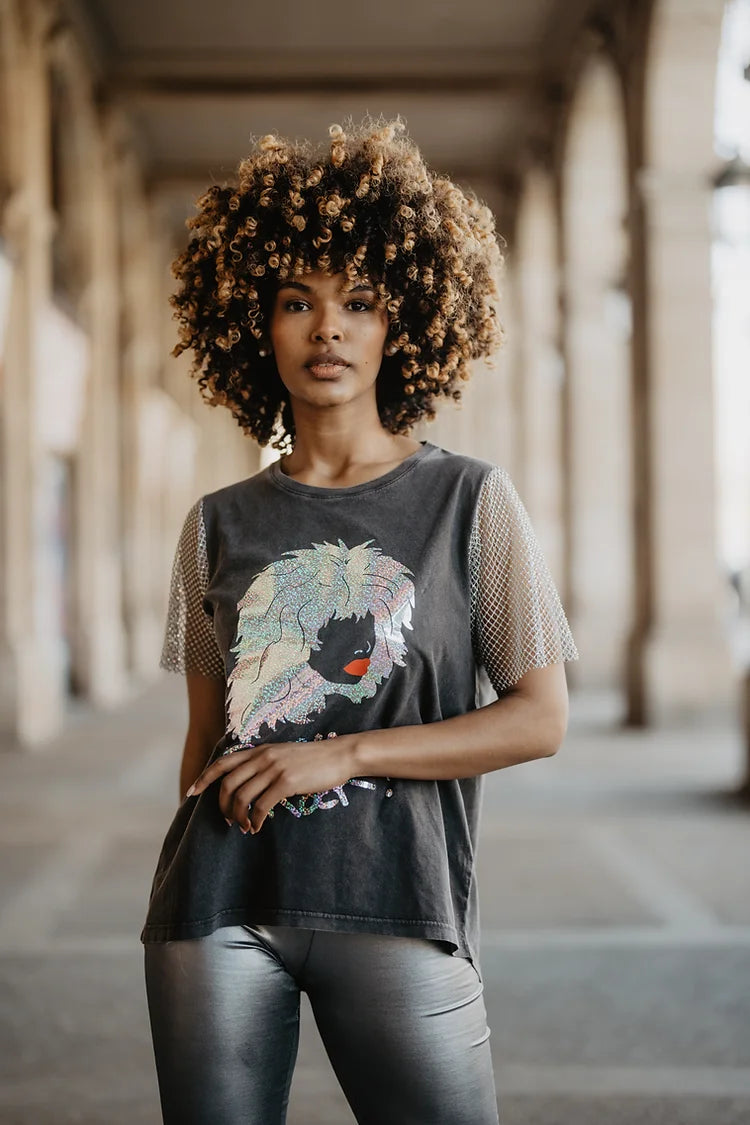 CAMISETA ROCK QUEEN GREY