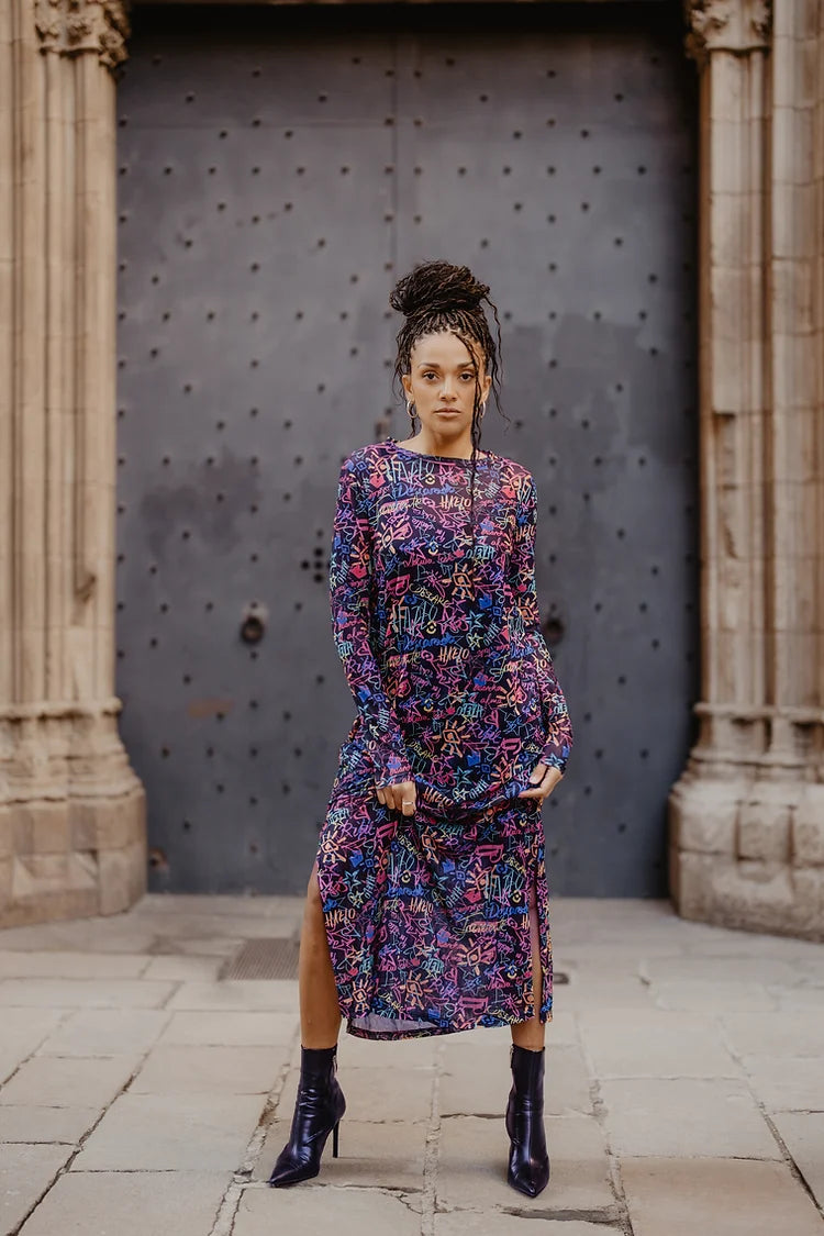 VESTIDO TUL MIDI "ES DE COLORES"