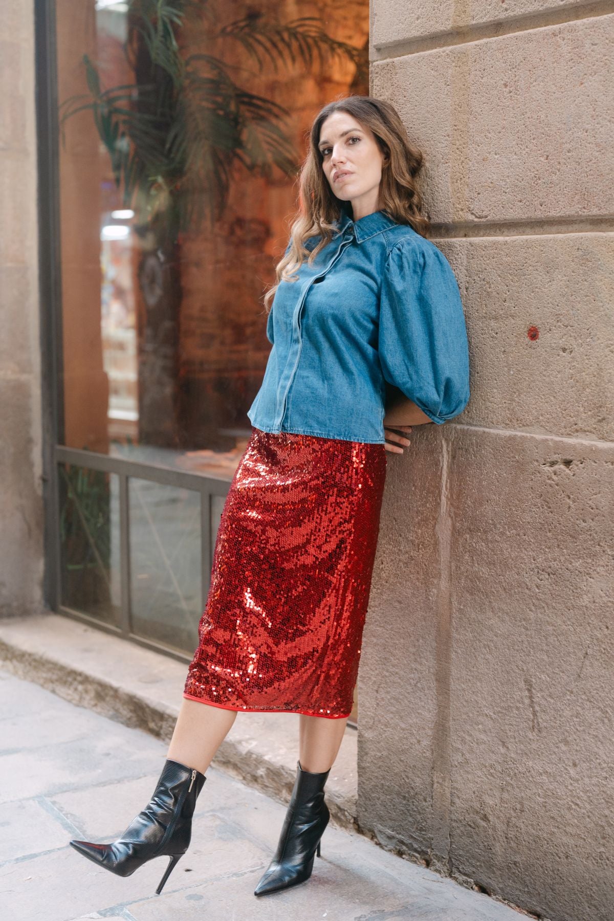 FALDA LENTEJUELA RED