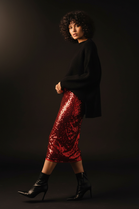 FALDA LENTEJUELA RED