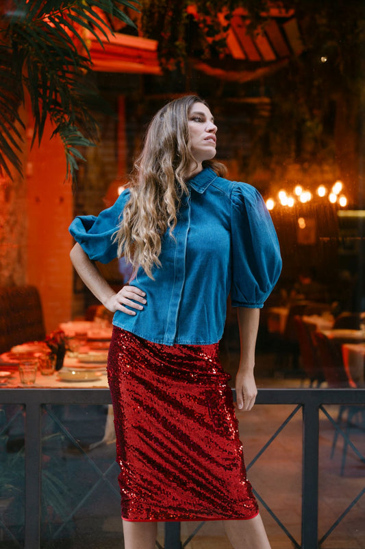 FALDA LENTEJUELA RED
