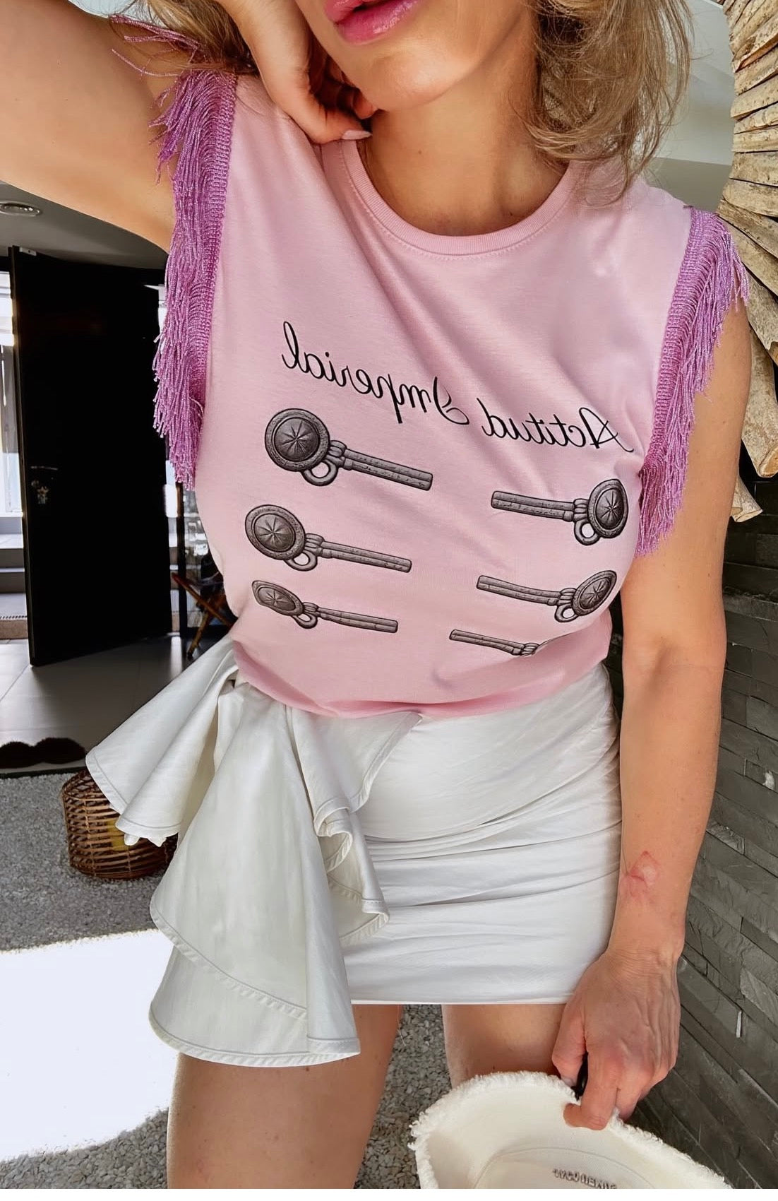 CAMISETA IMPERIAL FRINGE ROSA