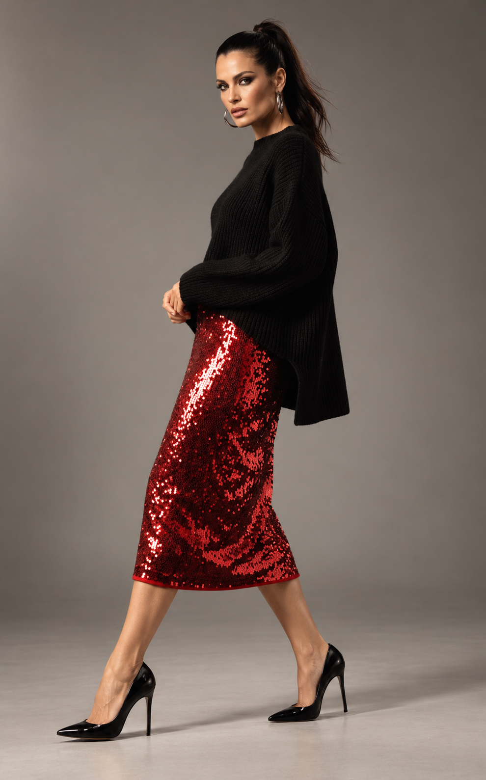 FALDA LENTEJUELA RED