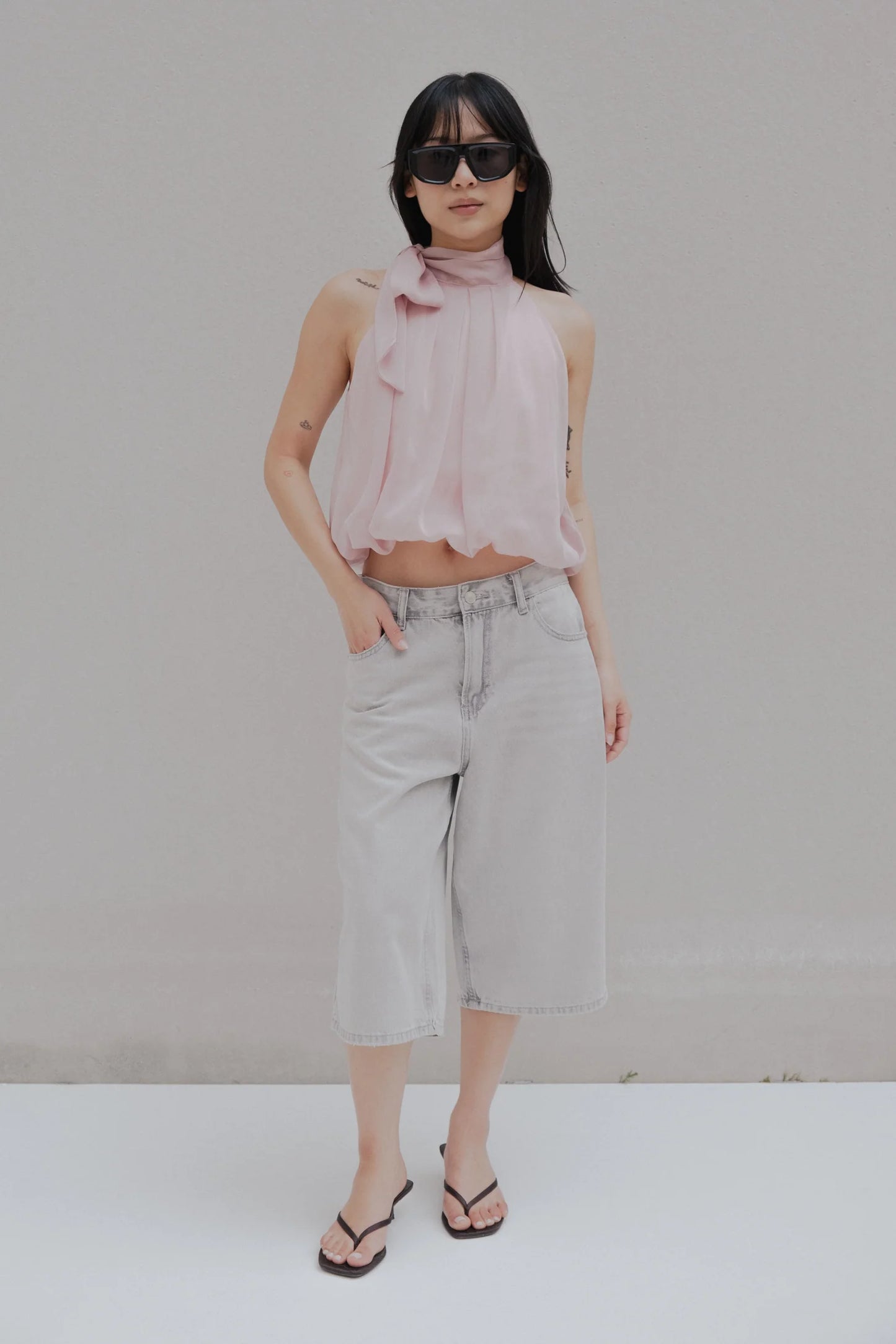 TOP HALTER ROSA NUDE
